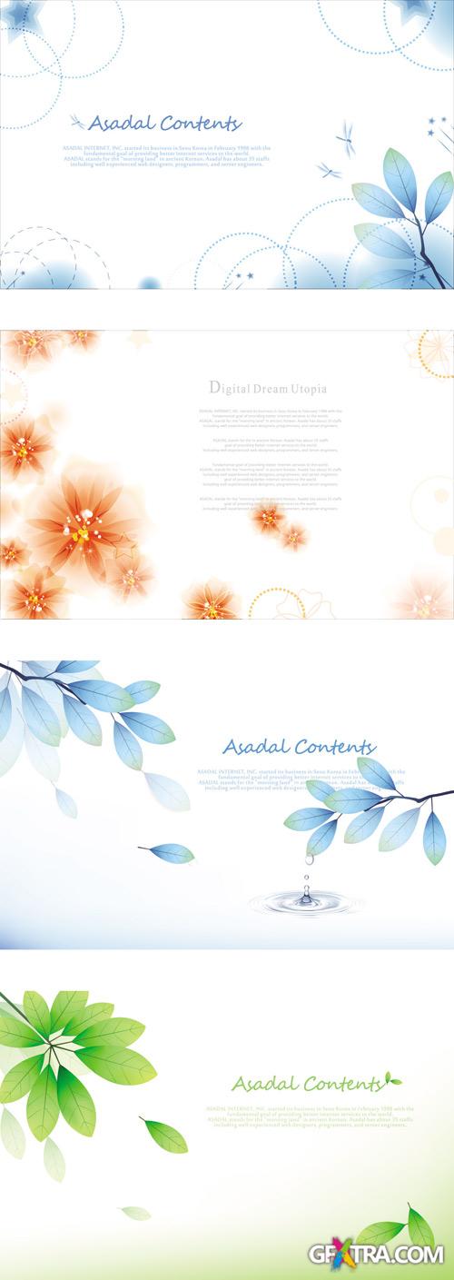 Abstract Vector Backgrounds with Flowers 2