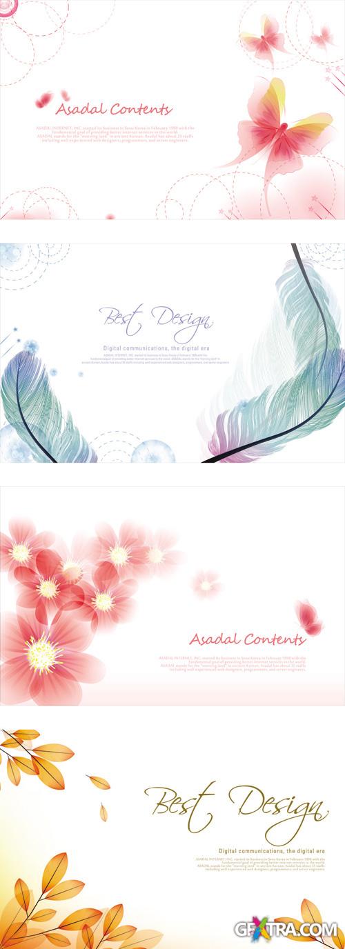 Abstract Vector Backgrounds with Flowers 1