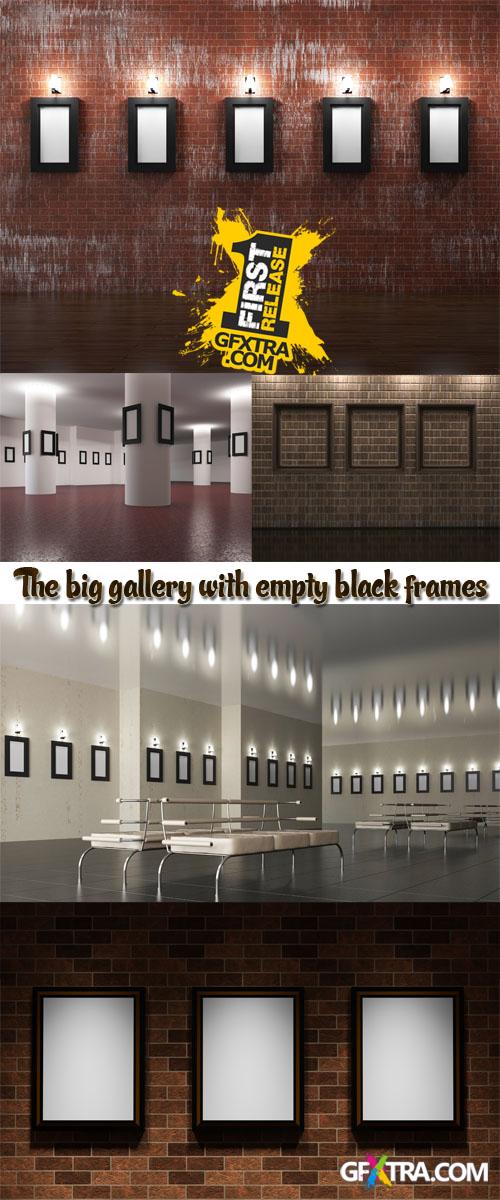 Stock Photo: The big gallery with empty black frames