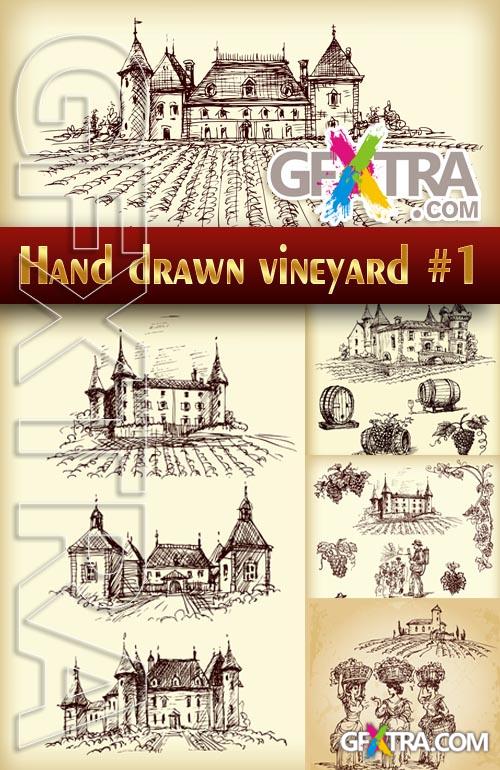 Hand drawn vineyard #1 - Stock Vector