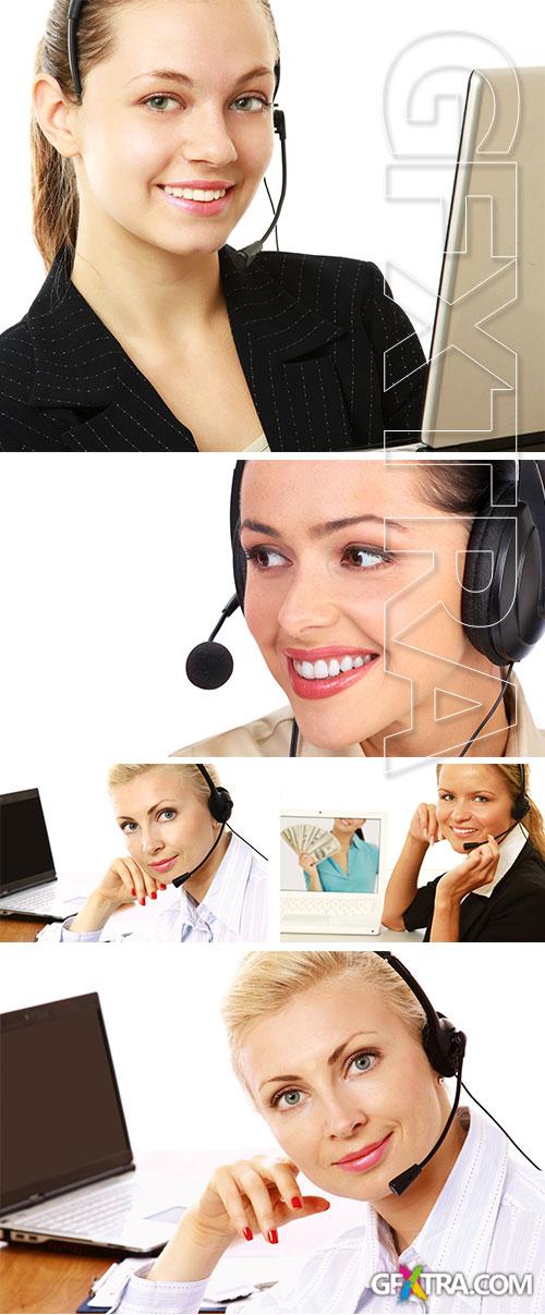 Stock Photo: Friendly Secretary Telephone Operator