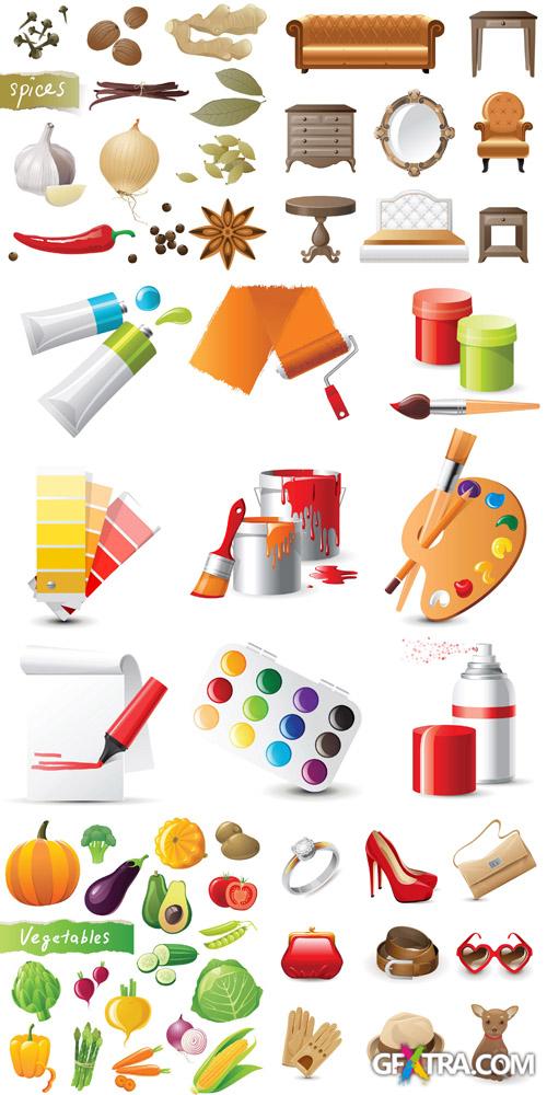 Objects, Elements and Food - Vector Set #3
