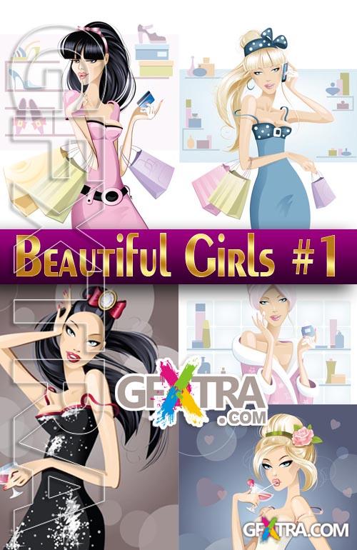 Beautiful girls #1 - Stock Vector