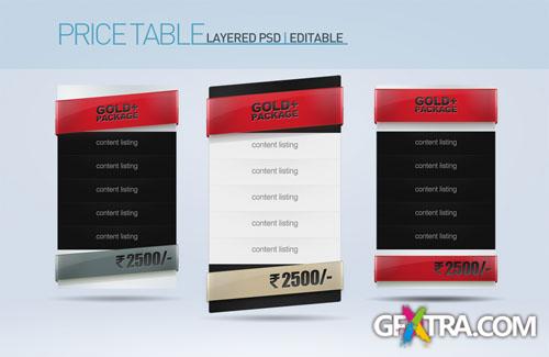 Price Table PSD Template