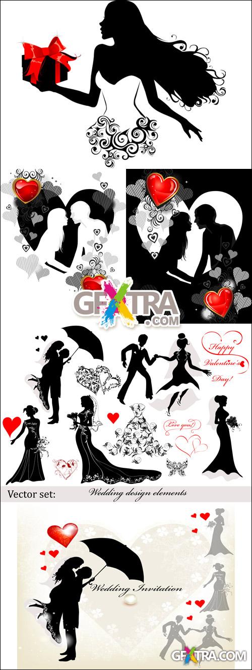 Silhouettes of People to a Wedding & Valentine\'s Day 5xEPS