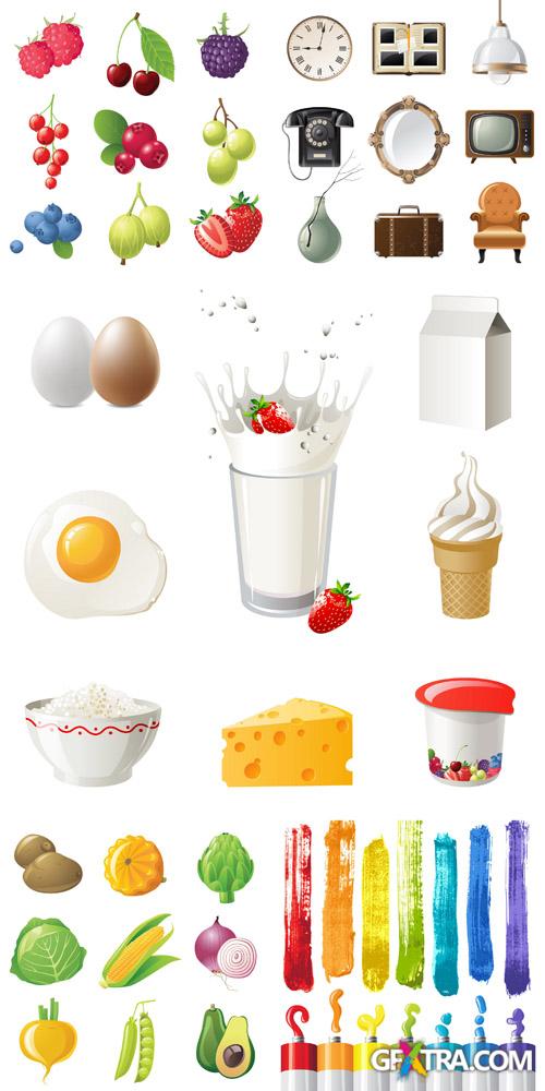Objects, Elements and Food - Vector Set #6