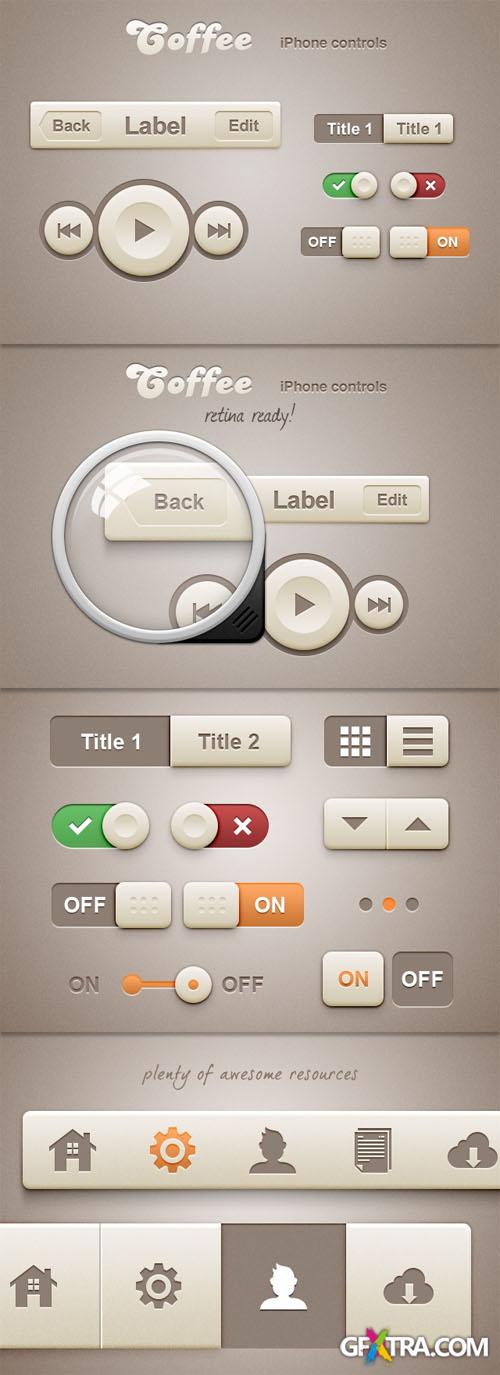 MediaLoot - Coffee iPhone Retina App Controls