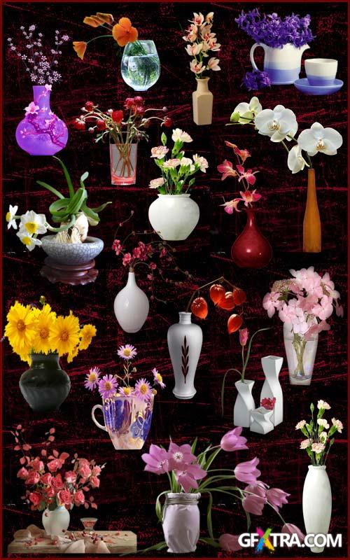 Cliparts - Flowers in vases