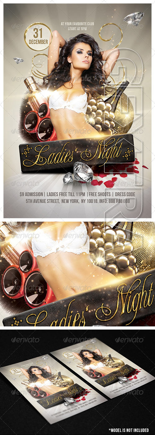 GraphicRiver - Golden Ladies Party Flyer 6 x 4