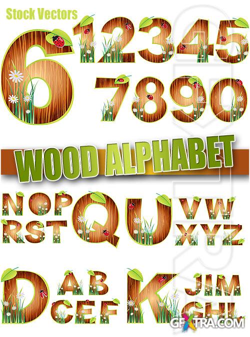 Wood alphabet 2 - Stock Vectors