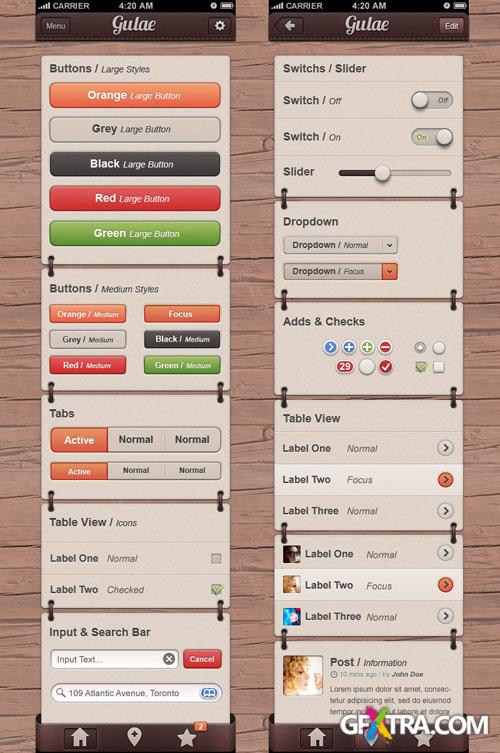 Pixeden - Gulae iPhone App UI Kit Psd