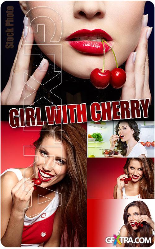 Girl with cherry - UHQ Stock Photo