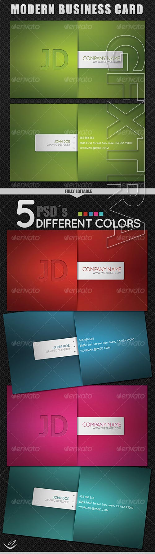 GraphicRiver - Modern Style Business Card - 5 Different Colors