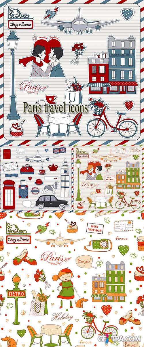 Stock: Paris travel icons