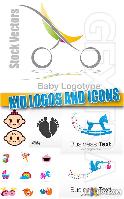 Kid logos and icons - Stock Vectors