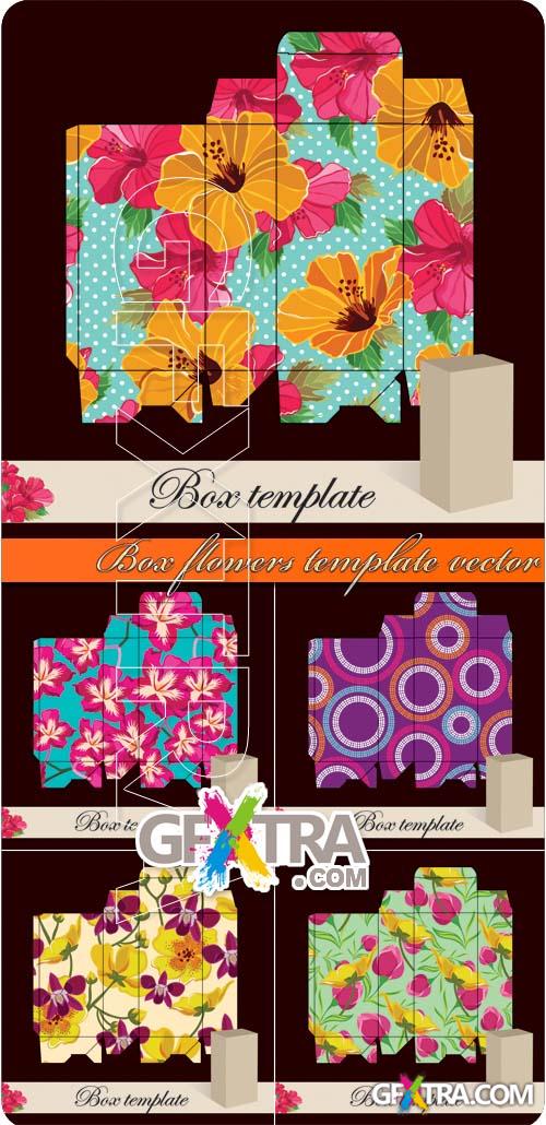 Box flowers template vector