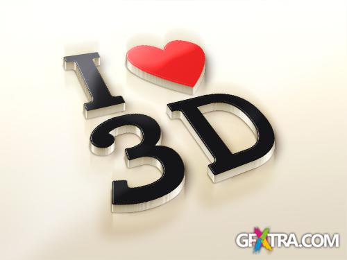 PSD Source - I Love 3D Logo Mock-Up