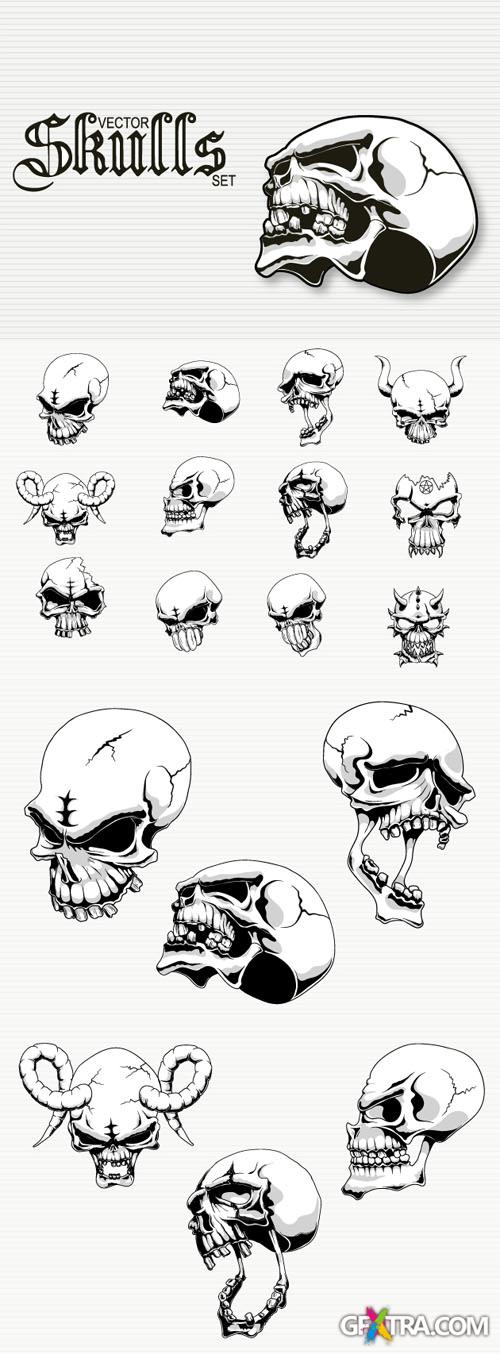 Designtnt - Alien Skulls Vector Set