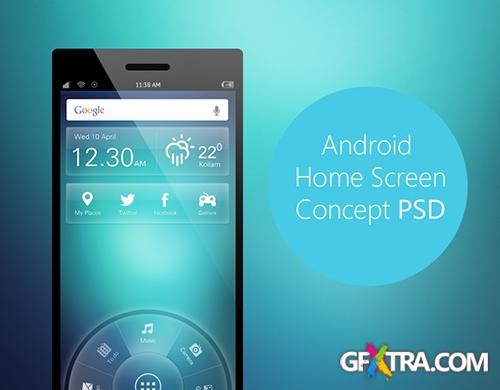 PSD Web Design - Android Home Screen Concept