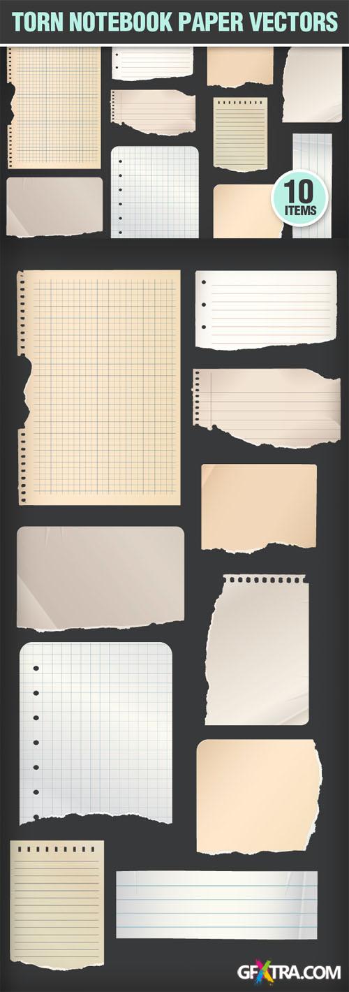 Designtnt - Notebook Torn Paper Vector Set