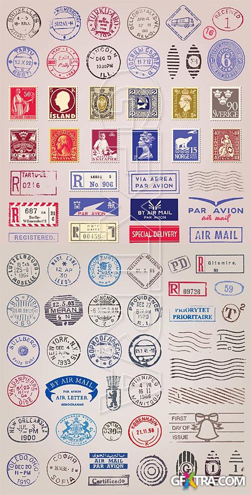 Vintage Postage Stamps 2xEPS