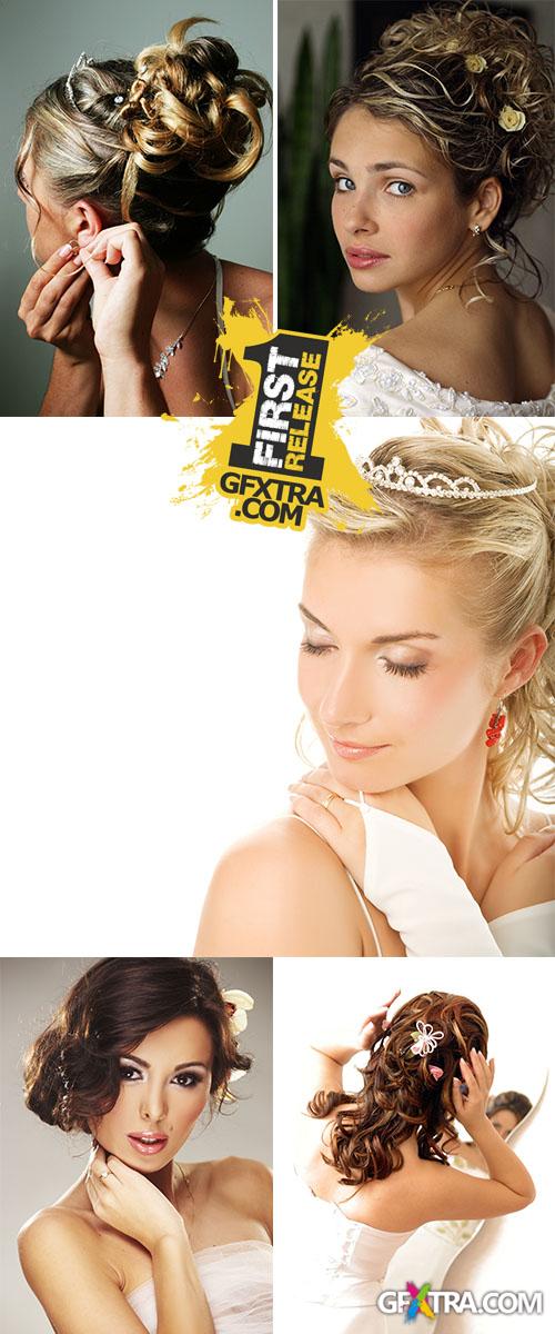 Stock Photo: Beautiful young bride (wedding hair)