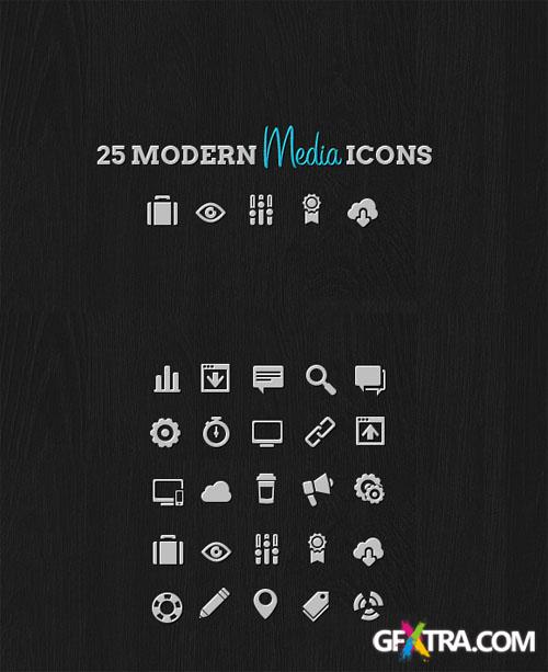 WeGraphics - 25 Modern Media Icon Pack