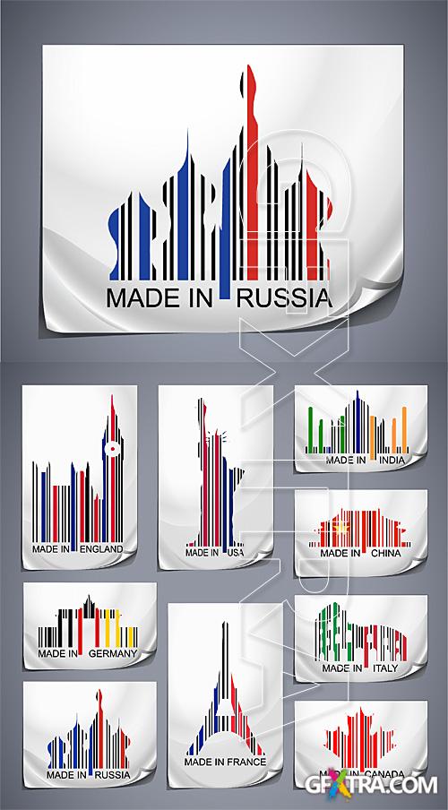 Made in the country - colored barcodes
