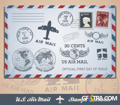 Vector U.S Airmail - Marks and Stampts