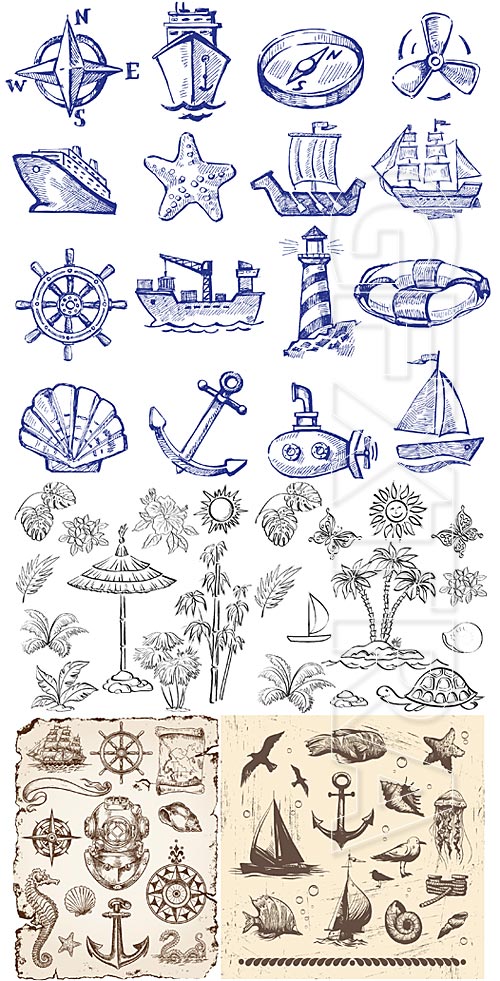 Drawn sea objects