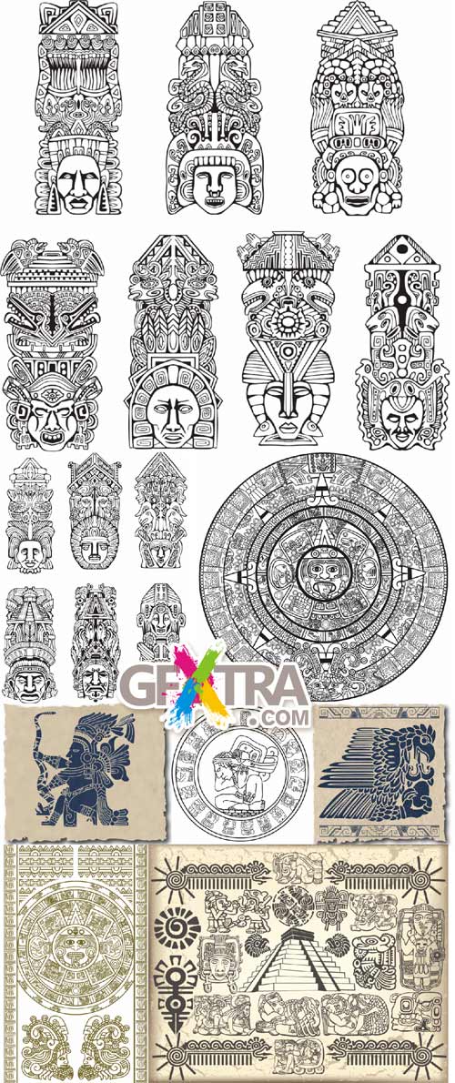 Symbols of aztec and maya