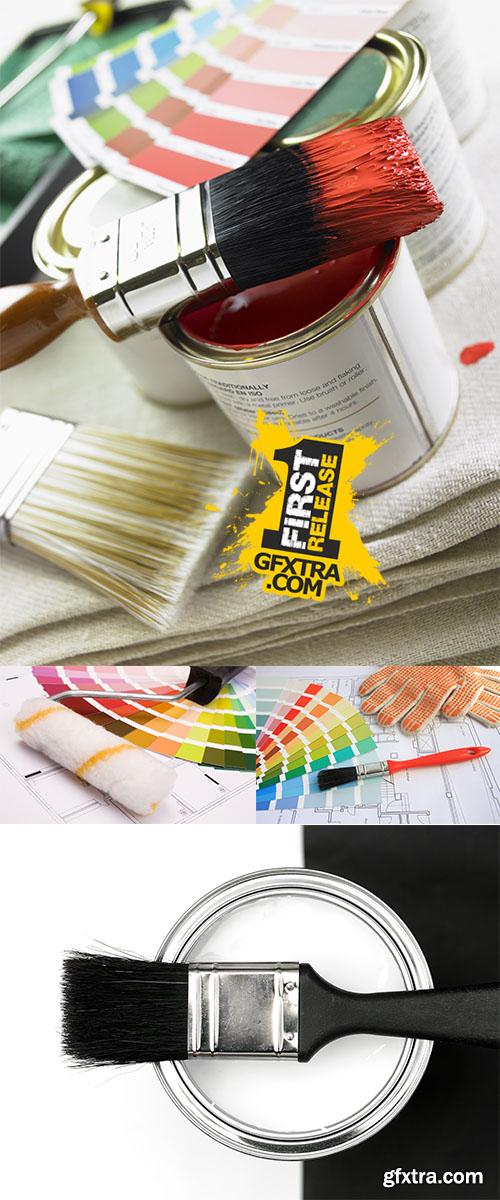 Stock Photo: Multi-colored paint and color palette