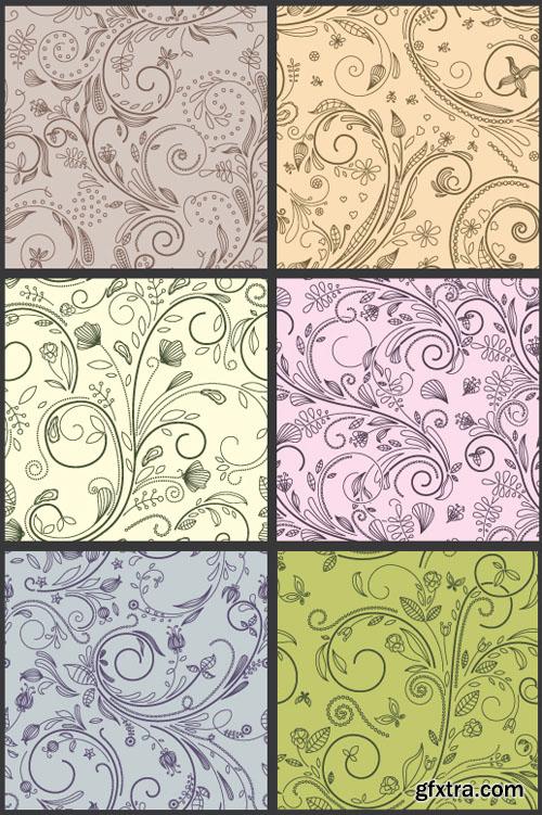 Seamless Vector Patterns Floral Chaos Set 61