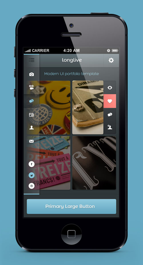Pixeden - Longlive iPhone App UI Kit Psd