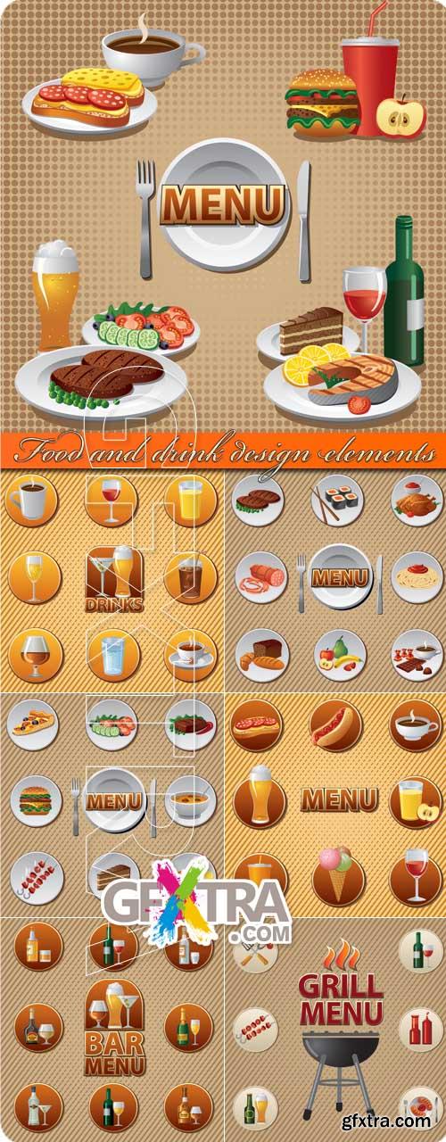 Food and drink design elements vector