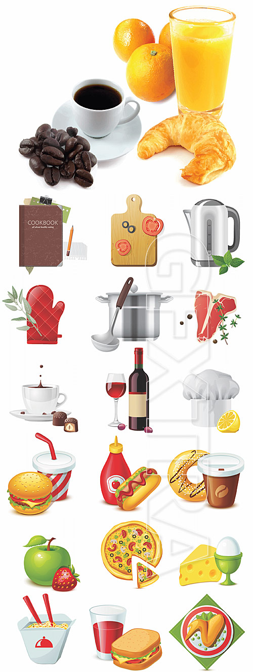 Food, drink and cooking vector icons