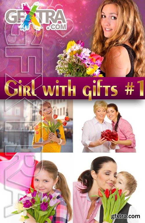 Girl with gifts #1 - Stock Photo