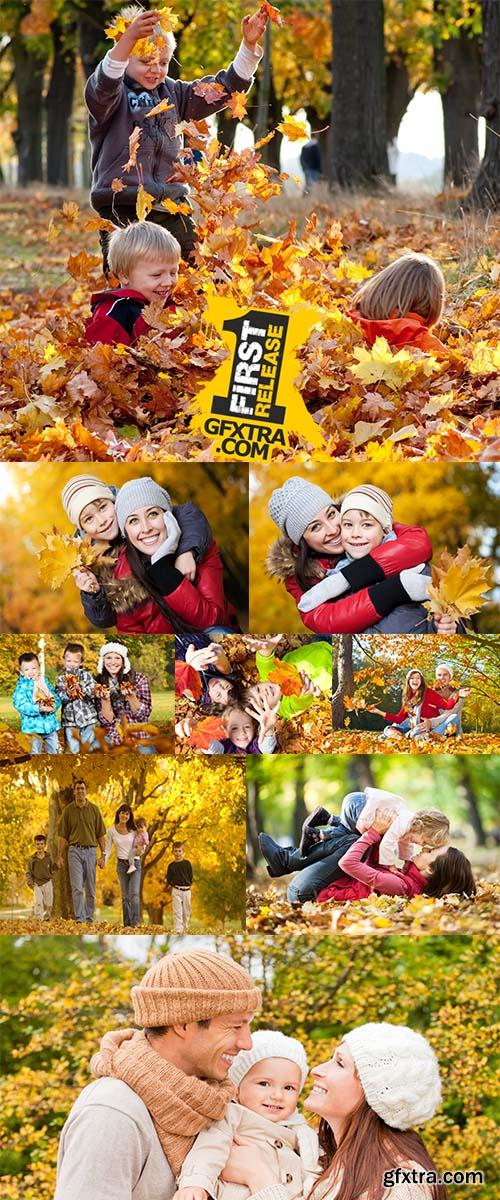 Stock Photo: Happy family autumn