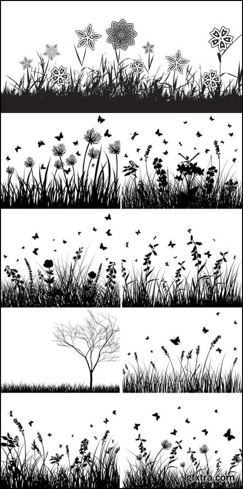 Grass Silhouettes 3xEPS