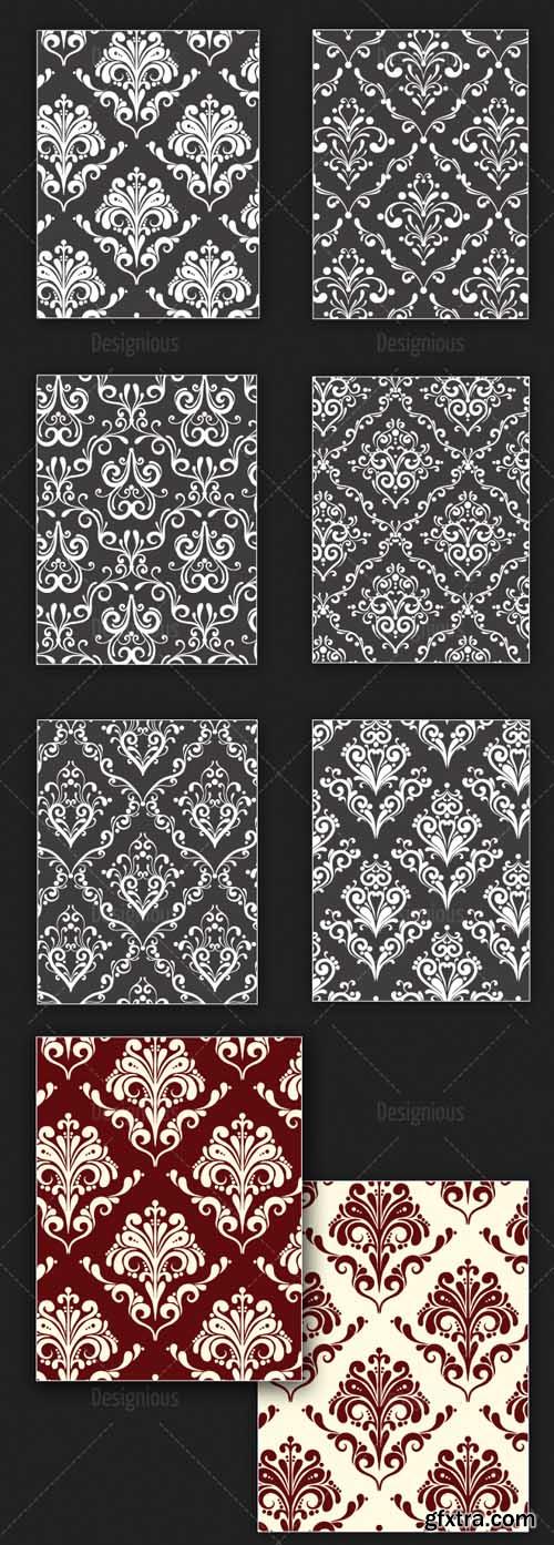 Damask Seamless Patterns Vector Pack 122