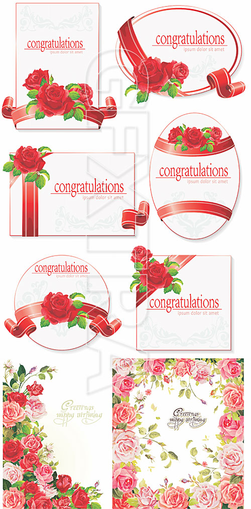 Greeting cards with roses