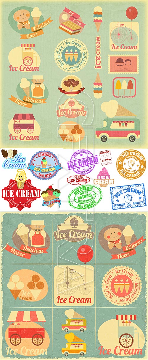 Ice cream - vintage cards and labels
