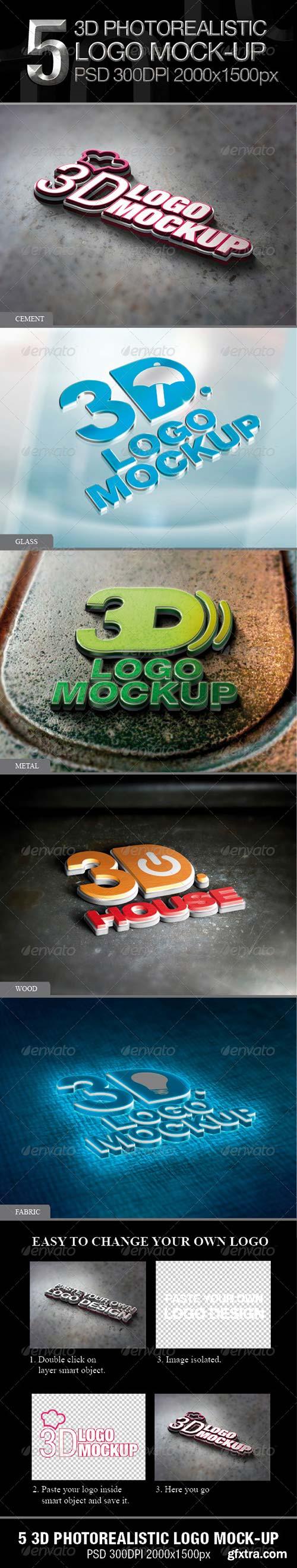 GraphicRiver - 5 3D Photorealistic Logo Mock-up