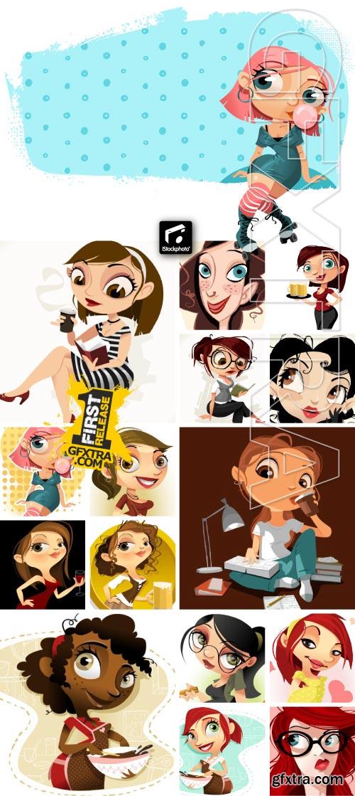 Pretty Girls Colorful Cartoons 39xEPS