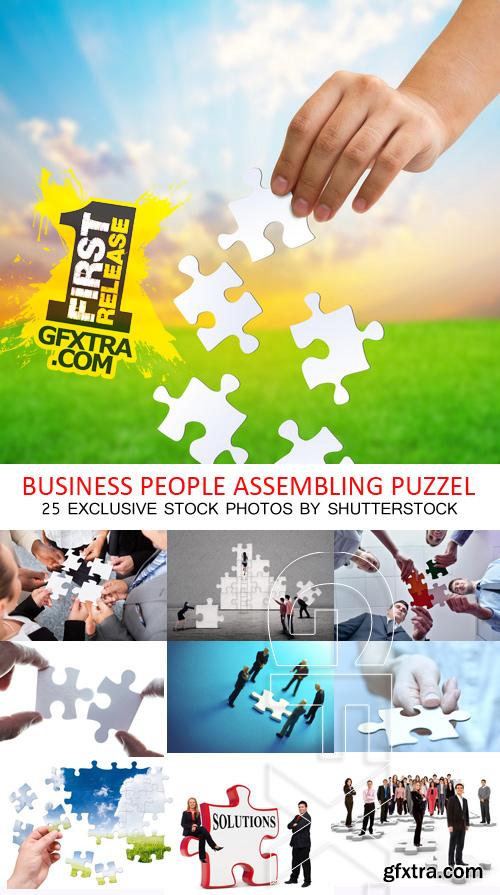 Business People Assembling Puzzle 25xJPG