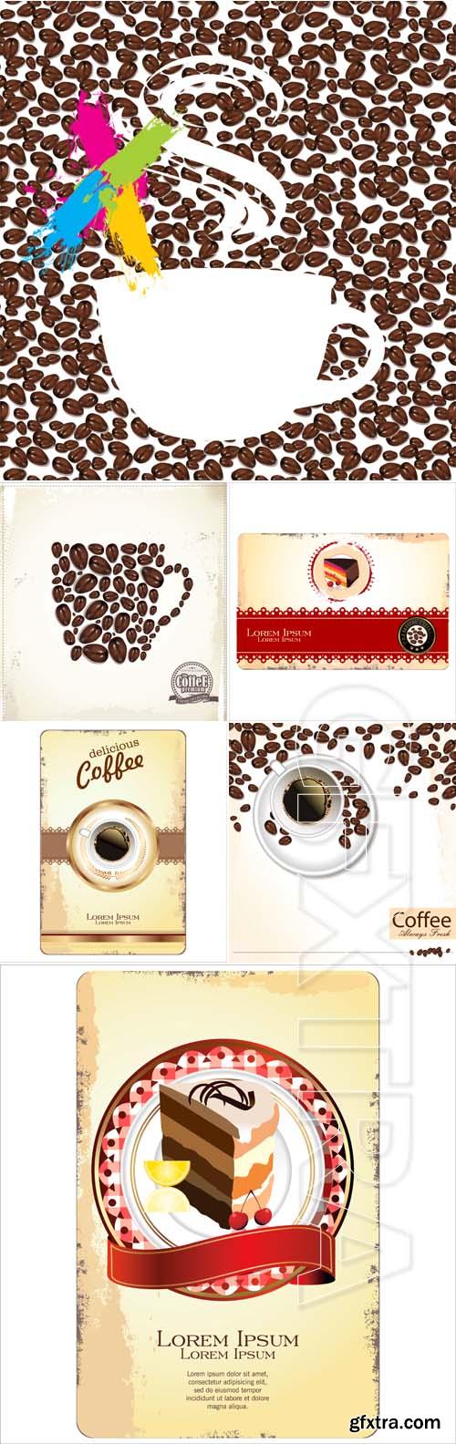 Coffee & Cake Backgrounds 6xEPS