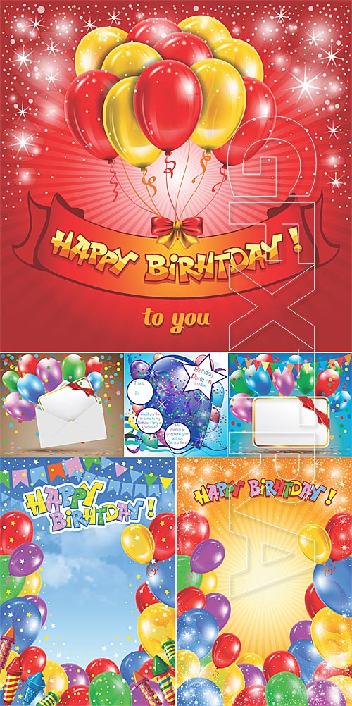 Birthday cards with balloons