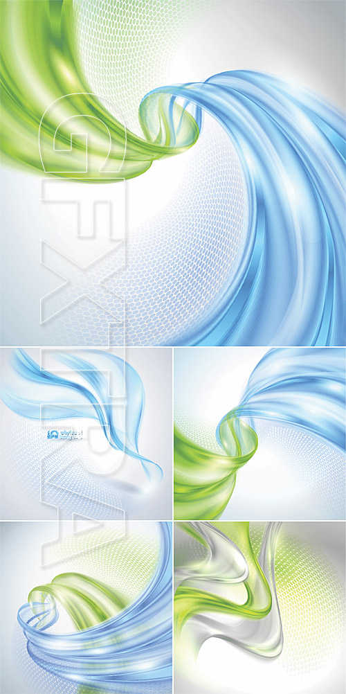 Abstract green and blue wave backgrounds