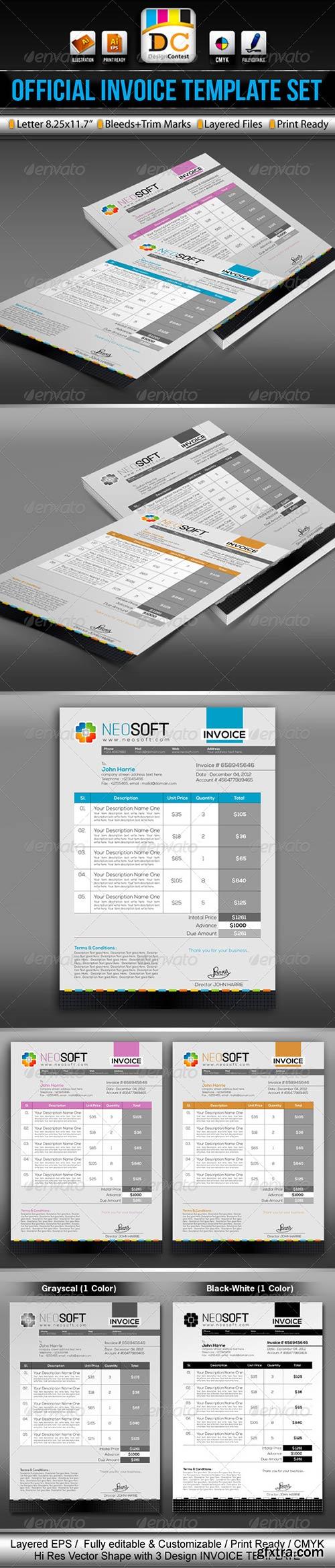 GraphicRiver - NeoSoft_Official Invoice/Cash Memo Template Set