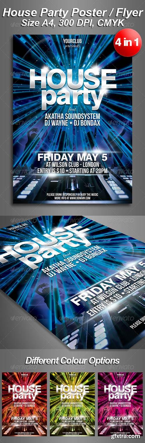 GraphicRiver - A4 House Party Club Flyer 4 in 1